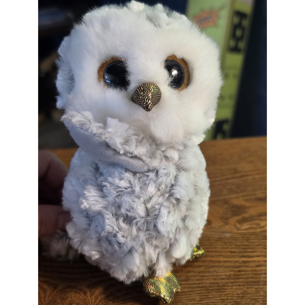 Ty Beanie Boos 6" OWLETTE the Grey Owl w/ Tags‎ Plush Stuffed Animal Gold Eyes